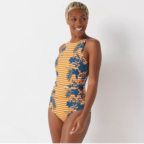 D&Co. Beach Swimsuit Dress Bathing One Piece Orange Blue - Picture 1 of 8